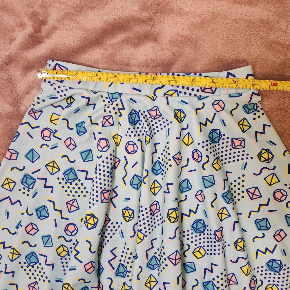 Paola's Pixels Womens 90's Dice Skater Skirt Blue Pink Yellow Mini Cute Small - Picture 4 of 13